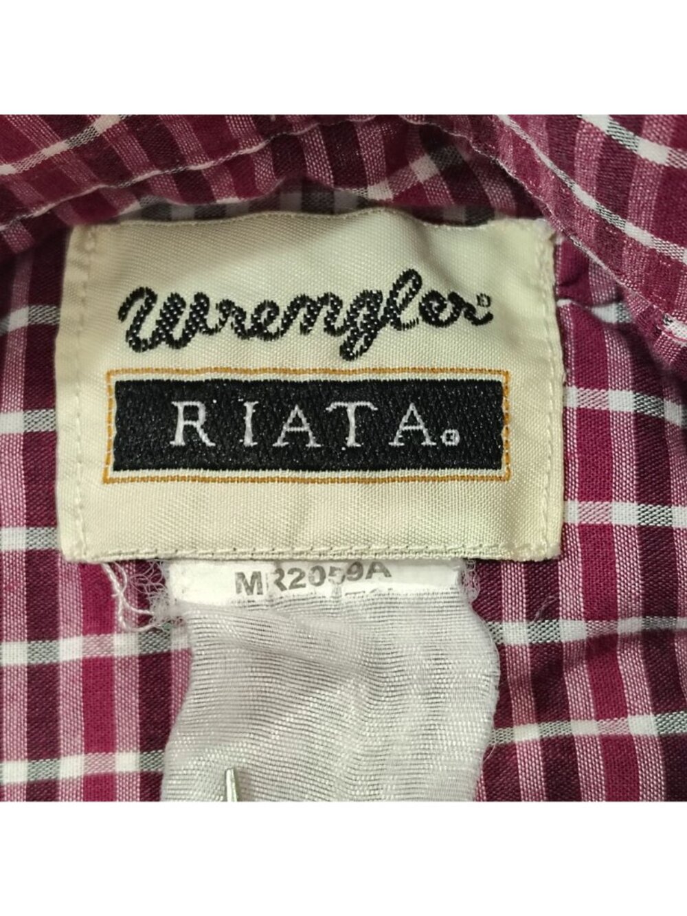 Vintage Wrangler Riata Button-Down Shirt Mens XXL Burgundy Plaid Long-Sleeve - Picture 7 of 15